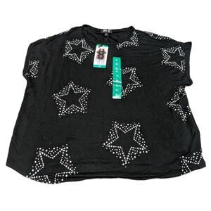 Buffalo David Bitton Women's Super-Soft French Terry Short Sleeve Top, Black, XL